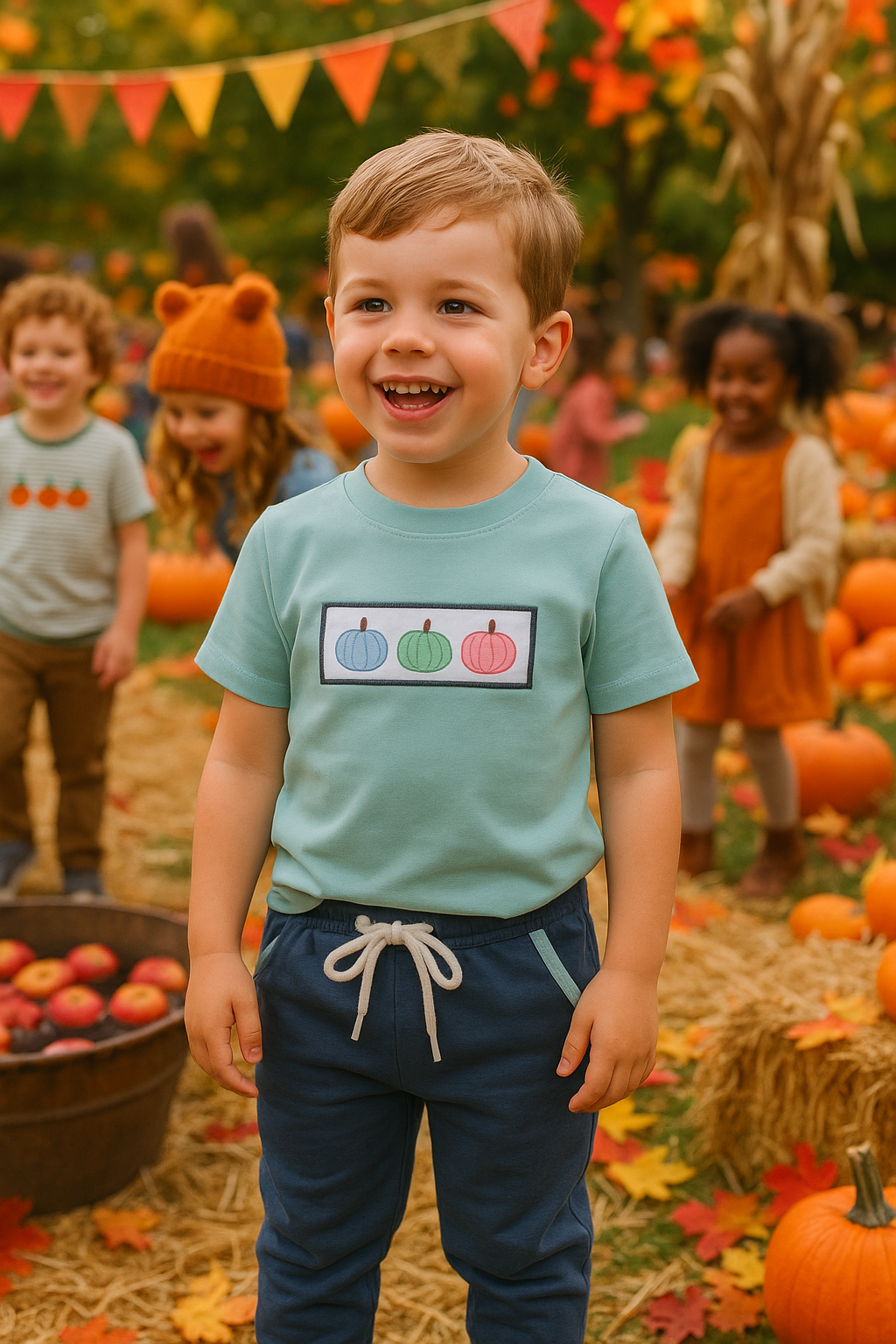 Navy Pumpkin Embroidery Set