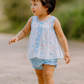 Blue Bow Lattice Print  Bloomer Set