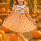 Khaki Embroidery Smocked Dress