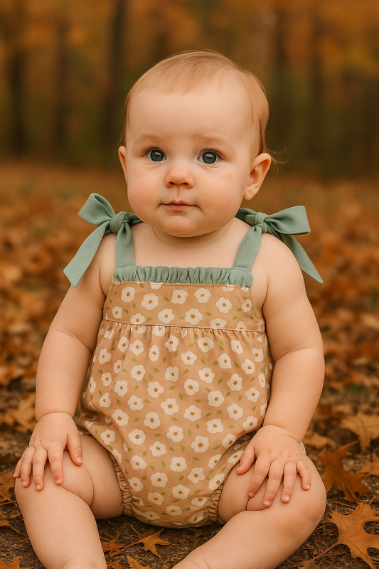 Mustard & Mint Floral Print Ruffle Bubble