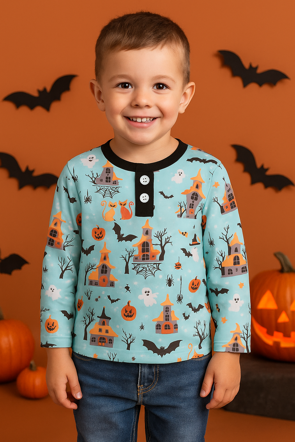 Blue Halloween Boy Pajamas Set