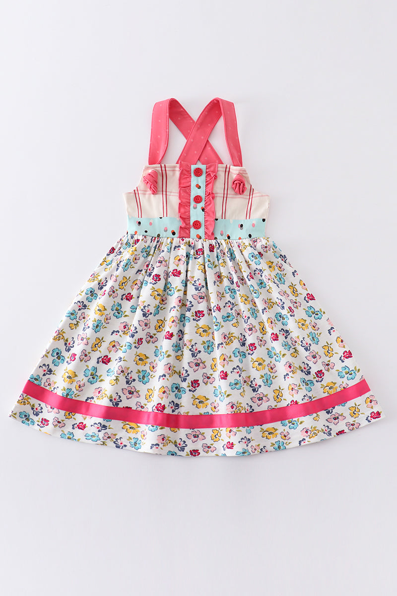 Platinum Floral Print Strap Girl Dress
