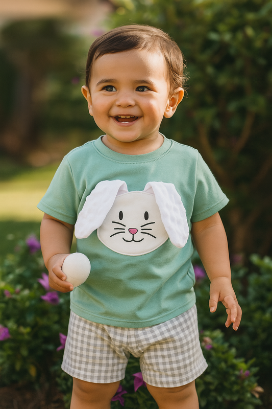 Green Bunny Applique Set