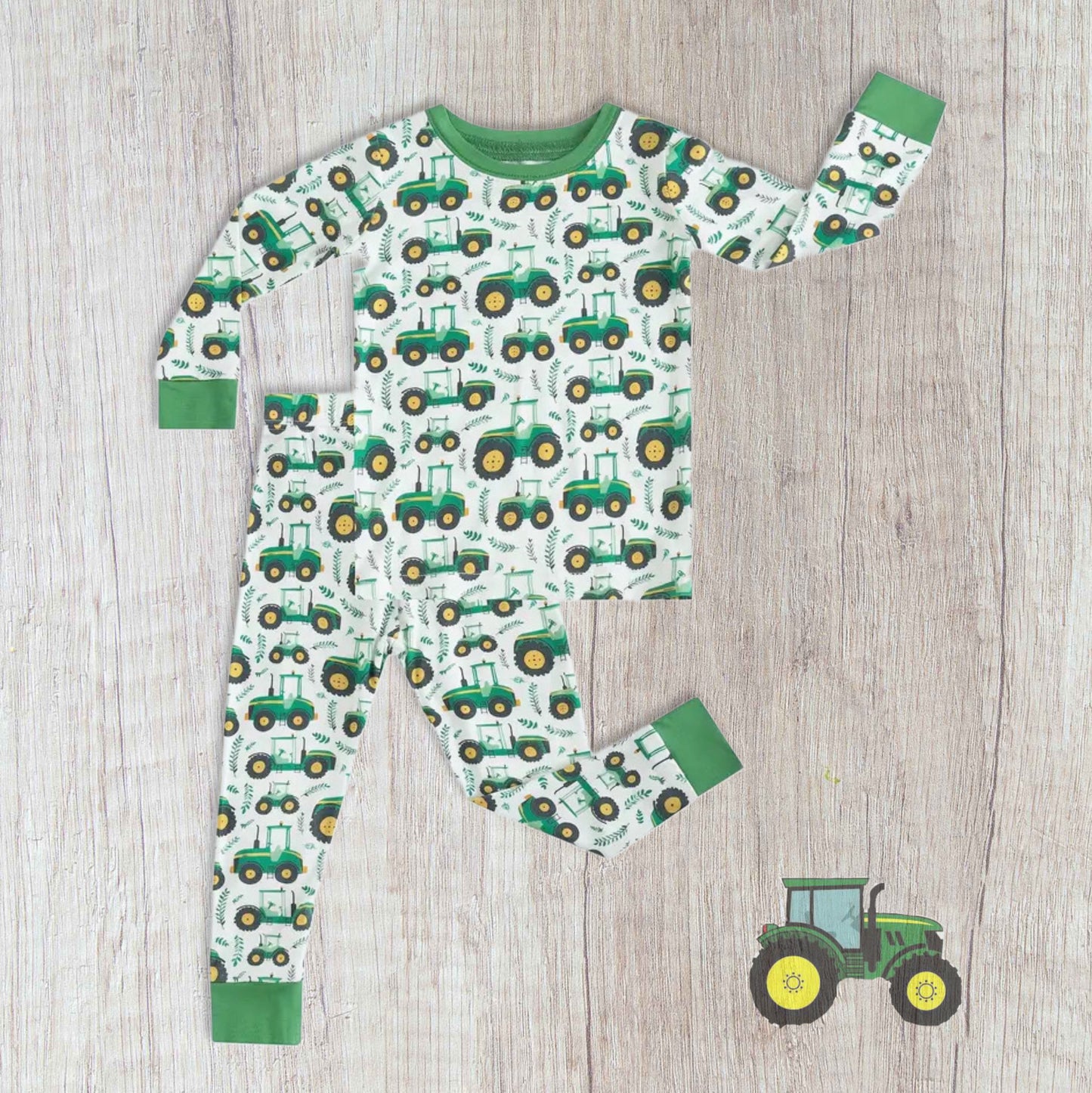 Big Green Tractor Bamboo Pajamas