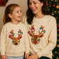 Beige Reindeer Sequin Mom&Me Sweatshirt