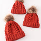 Caramel Pompom  Cable Beanie