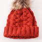 Caramel Pompom  Cable Beanie