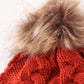 Caramel Pompom  Cable Beanie
