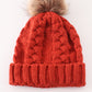 Caramel Pompom  Cable Beanie