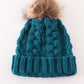 Teal Pompom Cable Beanie