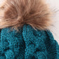 Teal Pompom Cable Beanie