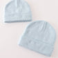Blue Ribbed Basic Knit Beanie