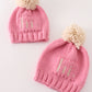 Pink Pompom Hi Cable Beanie