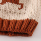 Beige Pompom Reindeer Cable Beanie