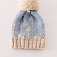 Blue Pompom Christmas Tree Cable Beanie