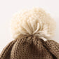 Brown Pompom Mushroom Cable Beanie