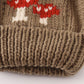 Brown Pompom Mushroom Cable Beanie