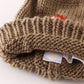 Brown Pompom Mushroom Cable Beanie