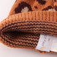 Brown Pompom Leopard Cable Beanie