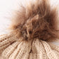 Beige Pompom Cable Beanie