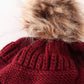 Burgundy Pompom Cable Beanie