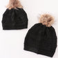 Black Pompom Cable Beanie