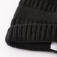 Black Pompom Cable Beanie