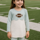 Sage Stripe Football French Knot Outfit