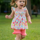 Pink Floral Print Smocked Set