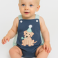 Navy Puppy Birthday Applique Boy Bubble