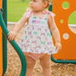 Pink Bow Embroidery Print Bloomer Set