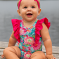 Magenta Vibrant Floral Print Girl Bubble