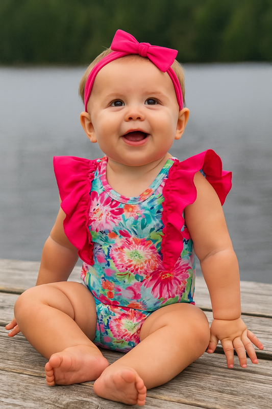 Magenta Vibrant Floral Print Girl Bubble