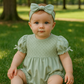 Sage Hand-Smocked Lace Girl Bubble