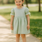 Sage Hand-Smocked Lace Girl Dress