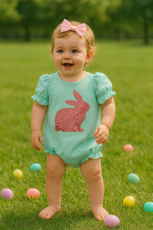Mint Bunny Sequin Girl Bubble