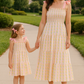 Pink Lemon Print Bow Smocked Tiered Mom&Me Dress