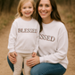 White Velvet Blessed Embroidery Mom&Me Sweatshirt