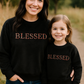 Black Velvet Blessed Embroidery Mom&Me Sweatshirt