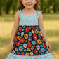 Blue Floral Ruffle Dress