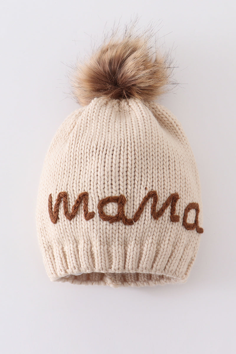 Hand Embroidered Pom Pom Beanie Hat Mommy&Me