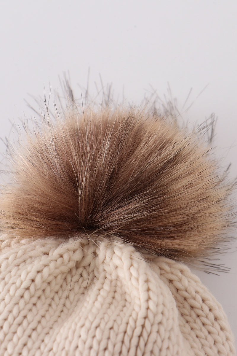 Hand Embroidered Pom Pom Beanie Hat Mommy&Me