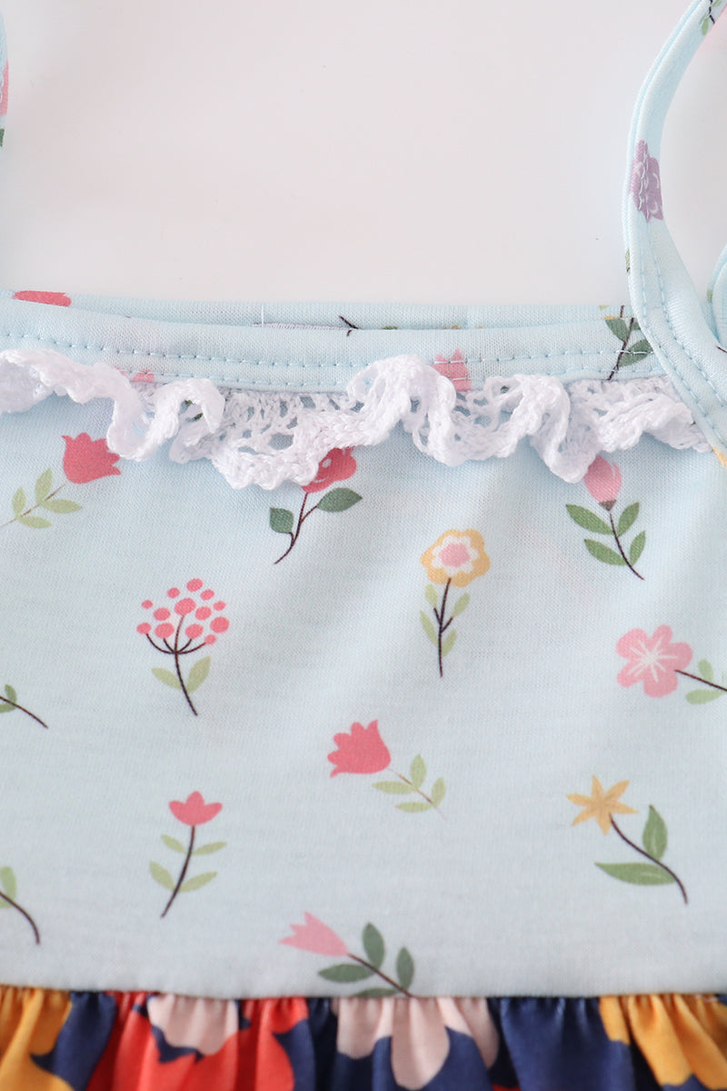 Blue Floral Bloomer Set