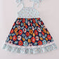 Blue Floral Ruffle Dress