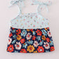 Blue Floral Ruffle Dress