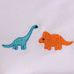 Blue Dinosaur Embroidery Ruffle Gingham Bubble