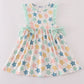 Blue Seashell Bow Ruffle Dress