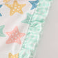 Blue Seashell Bow Ruffle Shorts Set