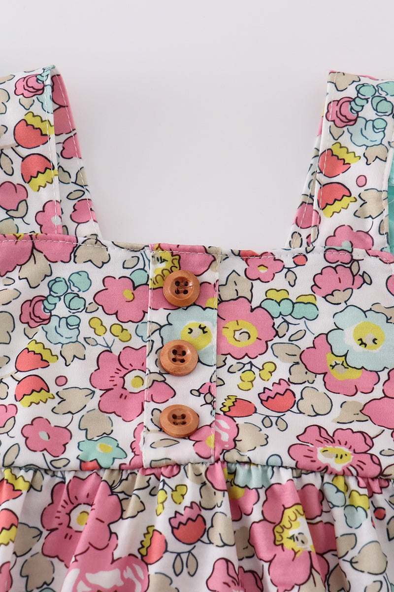 Pink & Aqua Floral Print Bubble