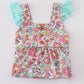 Pink & Aqua Floral Print Bubble